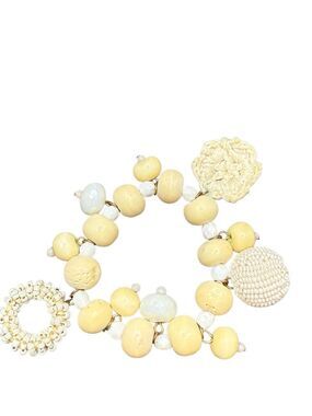 Nordstrom Elastic Cream Beaded Bracelet